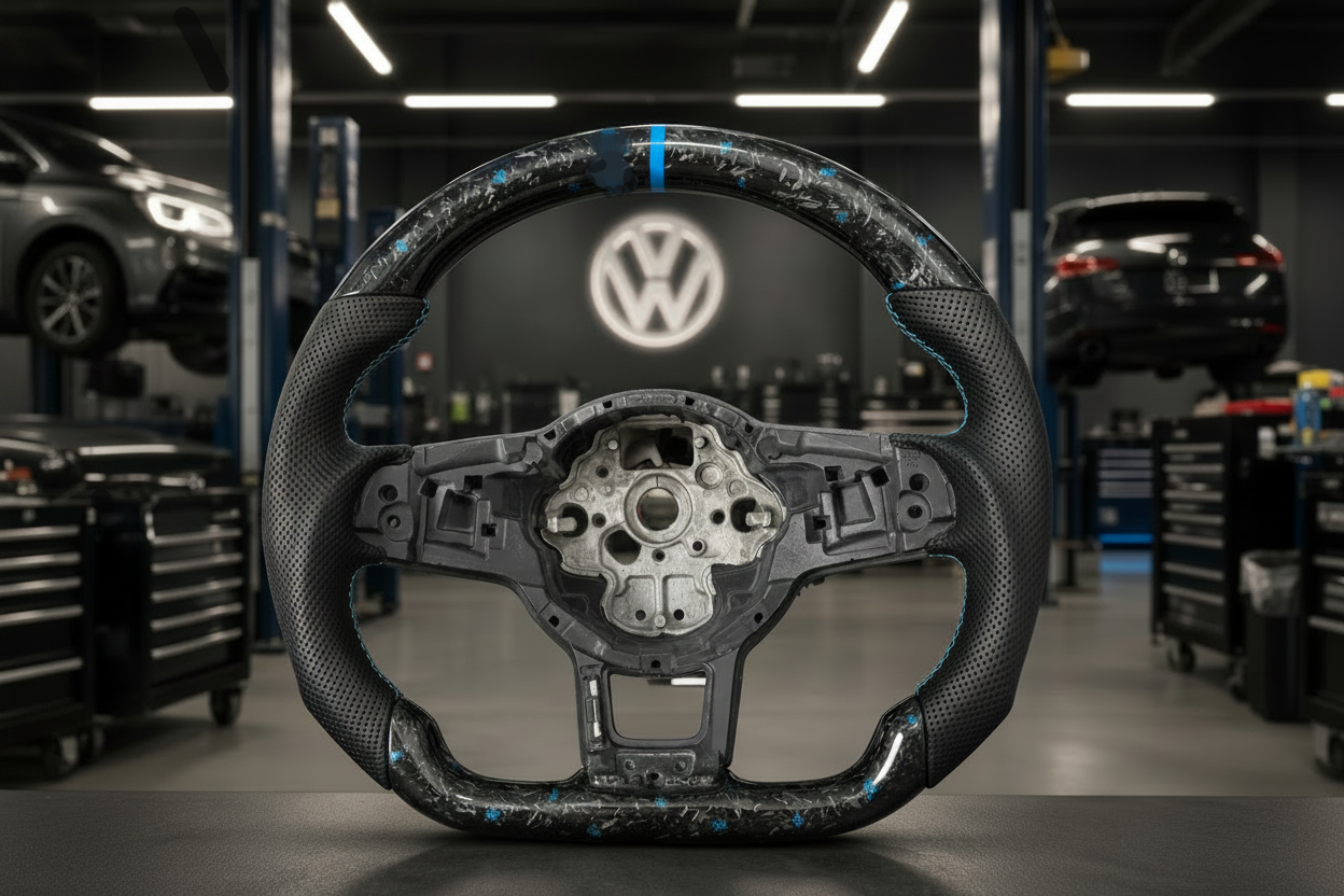Volant Carbone Forgée Golf/Polo/Tiguan ( GTI,GTD,R...) Blue Monday