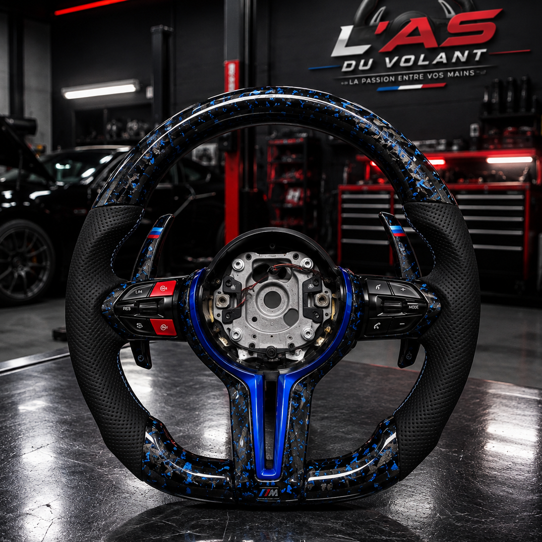 Volant BMW Carbone Forgée Blue Lagun