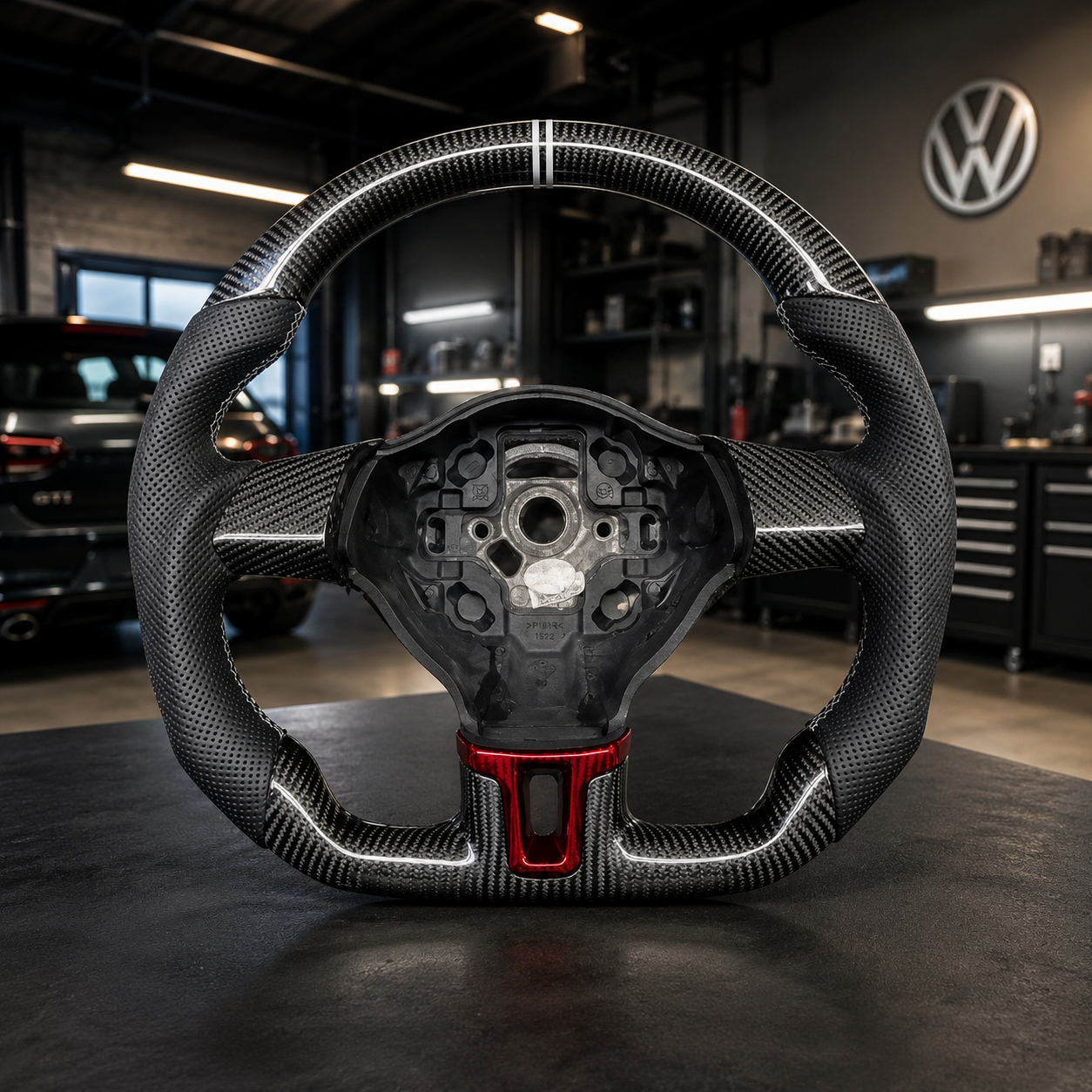 Volant Sport VW Fibre de Carbone Golf 6 (GTI,R,RLine...)