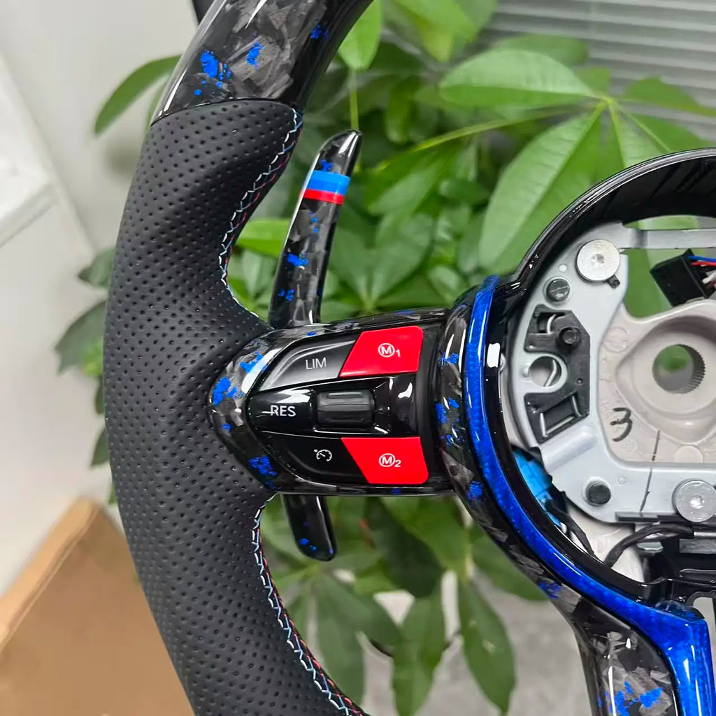 Volant BMW Carbone Forgée Blue Lagun